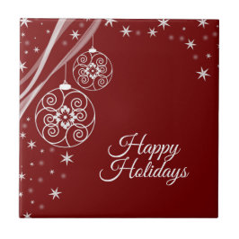 Azulejo Christmas Party White Stars Red Elegant