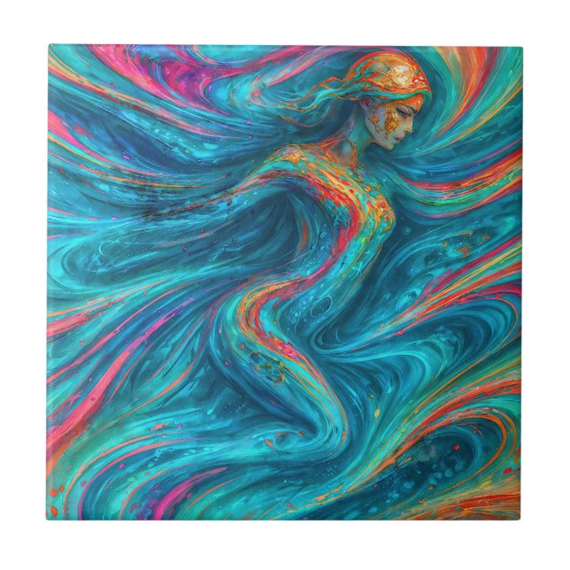 Azulejo “Chromisca” - Retrato de encantadora fluida (Frente)