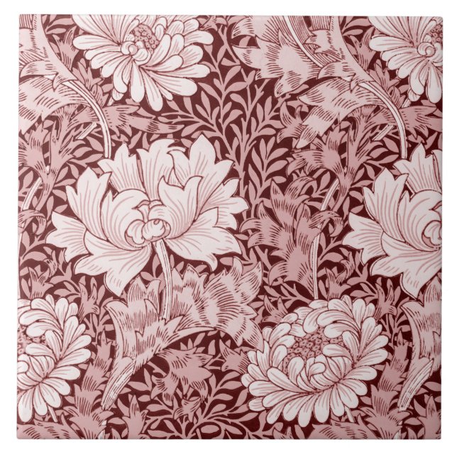 Azulejo Chrysanthemum Maroon, William Morris (Frente)