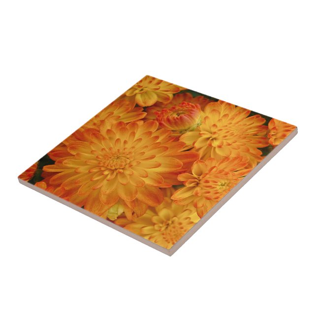 Azulejo Chrysanthemum, Naranja de incendios (Lado)