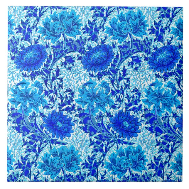 Azulejo Chrysanthemums William Morris Shades of Denim Blue (Frente)