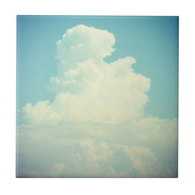 Azulejo Cielo azul de nube puffy (Frente)
