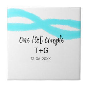 Azulejo Cielo azul pastel Aqua un nombre de pareja calient