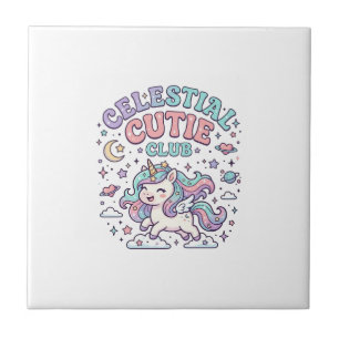 Azulejo Cielo de Unicornio Club de Cute Retro Producto G