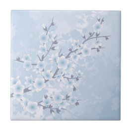 Azulejo Cielo Floral Azul Flor de Cerezo