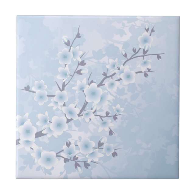 Azulejo Cielo Floral Azul Flor de Cerezo (Frente)