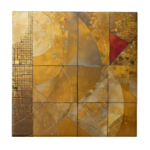 Cielo Geométrico Dorado, Rojo y Azul