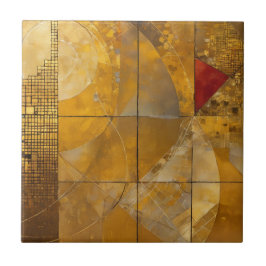 Azulejo Cielo Geométrico Dorado, Rojo y Azul