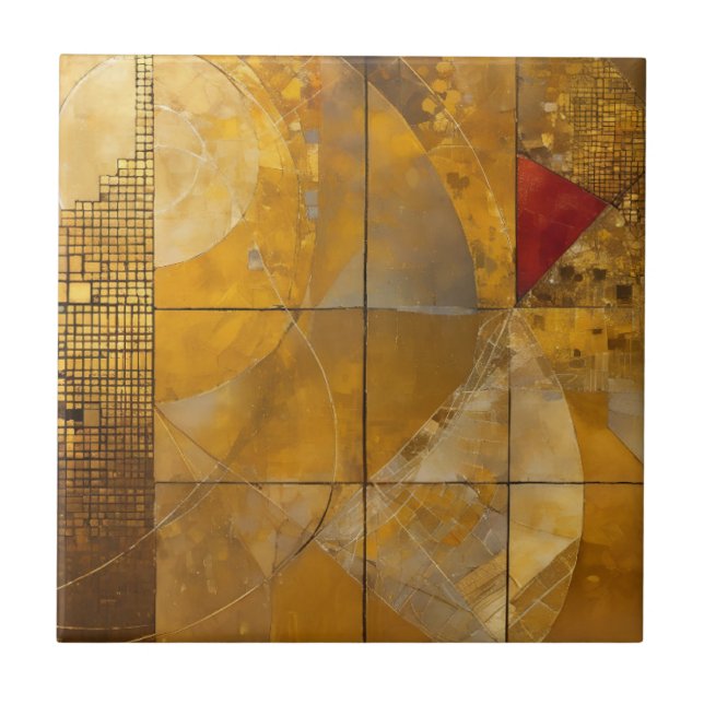 Azulejo Cielo Geométrico Dorado, Rojo y Azul (Frente)