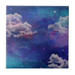 Azulejo Cielo Nocturno Azul Y Púrpura Estelar