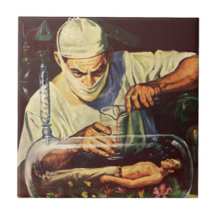 Azulejo Ciencia ficción vintage, científico loco de labo