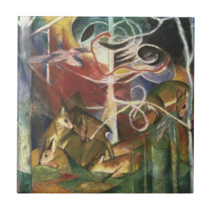 Azulejo Ciervos en el Bosque por Franz Marc, Arte Antiguo