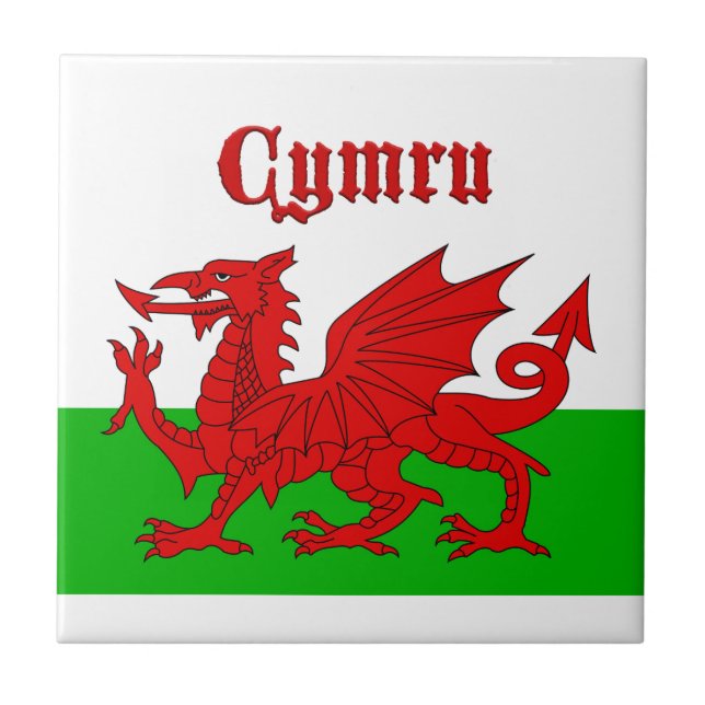 Azulejo Cimru de bandera galesa (Frente)