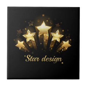 Azulejo Cinco estrellas de oro en negro