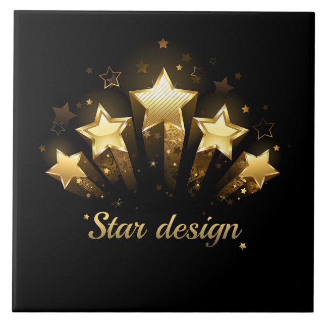 Azulejo Cinco estrellas de oro sobre negro (Frente)