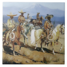 Azulejo Cinco vaqueros a caballo por Edward Borein