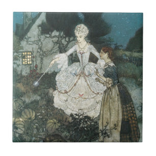 Azulejo Cinderella Hada Madrina Vintage por Edmund Dulac