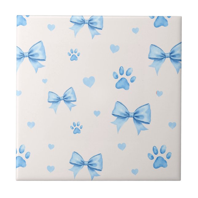 Azulejo Cinta azul, patrón de impresión de corazón y traza (Frente)