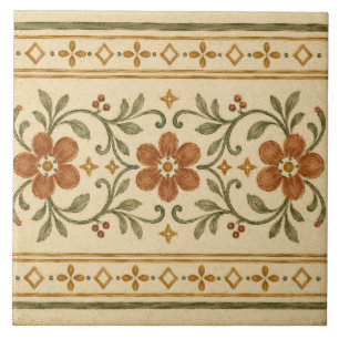 Azulejo Cinta de Borde de Jardín Floral de Terracota Vinta
