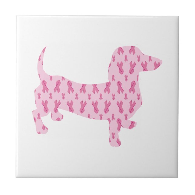 Azulejo Cinta de cáncer Dachshund (Frente)