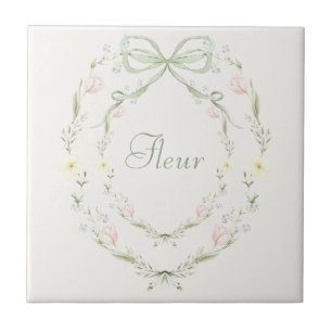 Azulejo Cinta francesa floral vintage pastel Fleur 
