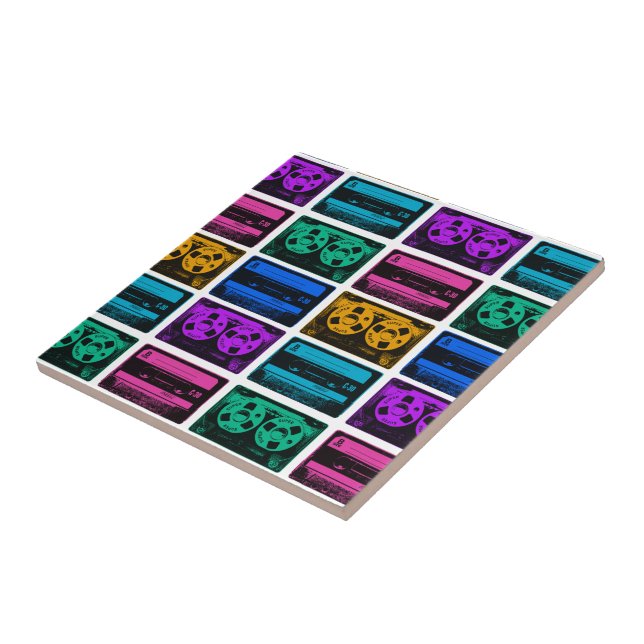 Azulejo Cintas de casete retro coloridas (Lado)