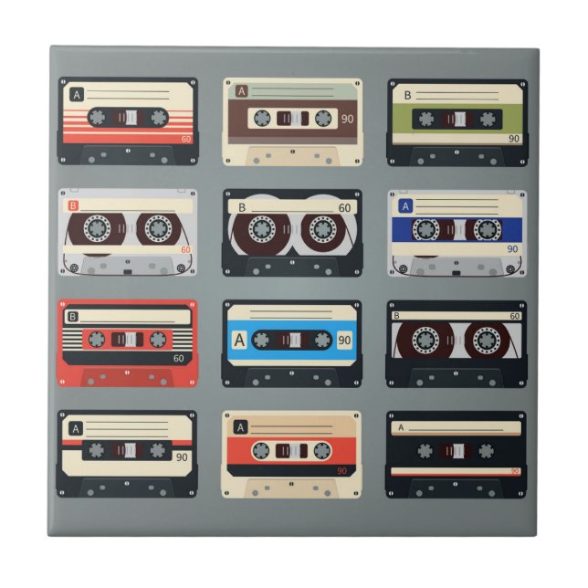 Azulejo Cintas de cassette retro años 80 (Frente)