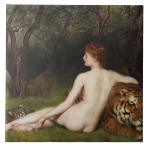 Azulejo Circe (Diosa mágica y gatos) (por John Collier)