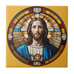 Azulejo Circular de Jesucristo Faux Círculo de Vidrio Manc