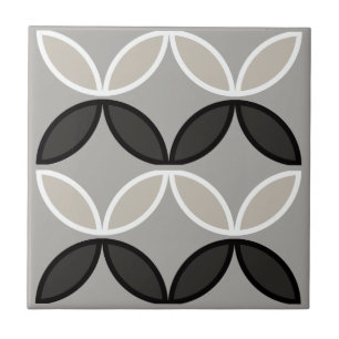 Azulejo Círculo blanco y gris negro o pétalos de flores