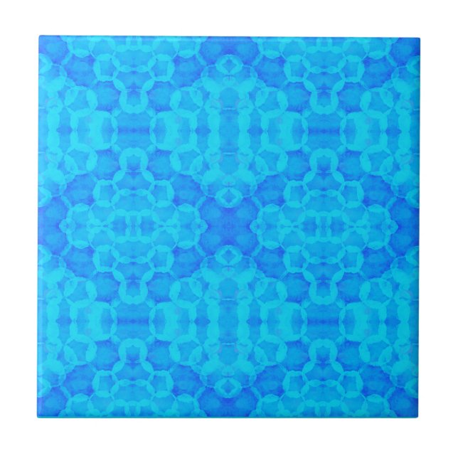 Azulejo Círculo Blobs Ocean Blue Water Tones (Frente)