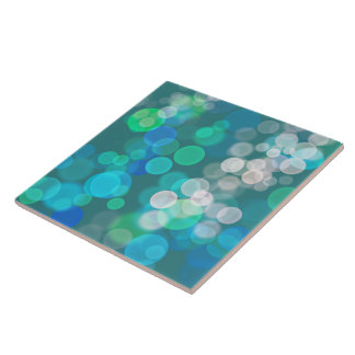 Azulejo Círculo Bokeh azul y verde