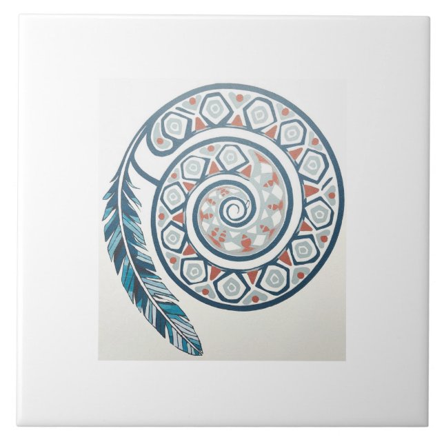 Azulejo Círculo con pluma (Frente)