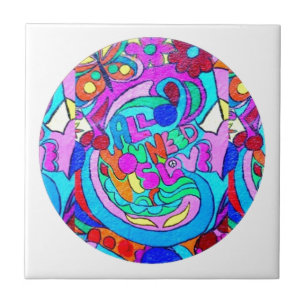 Azulejo circulo de amor hippie groovy