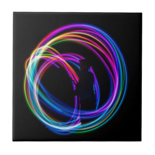 Azulejo círculo de arcoíris de neón