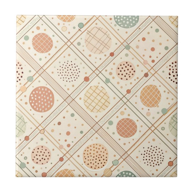Azulejo Círculo geométrico retro | Abstracto de mediados d (Frente)