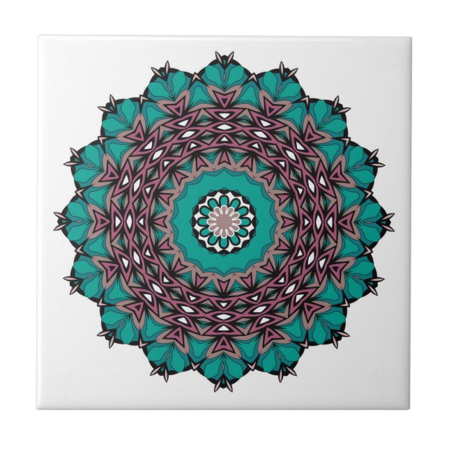 Azulejo Círculo ornamental abstracto mandala decoración pr (Frente)