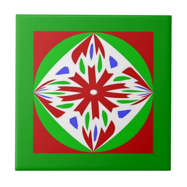 Azulejo Círculo Verde Rojo navidades (Frente)