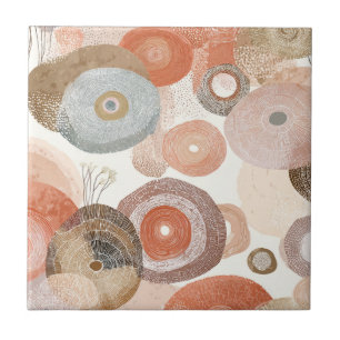 Azulejo Círculos abstractos boho terrosos   Diseño orgánic