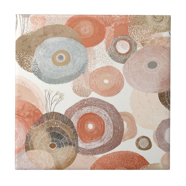 Azulejo Círculos abstractos boho terrosos | Diseño orgánic (Frente)