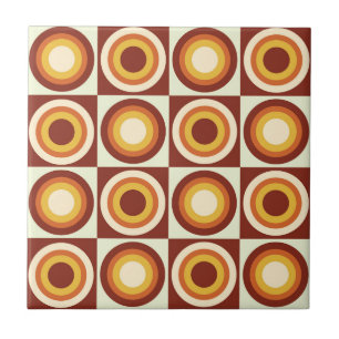Azulejo Círculos amarillos naranja de mediados de siglo en
