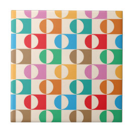 Azulejo Círculos coloridos de mediados del siglo sobre el 