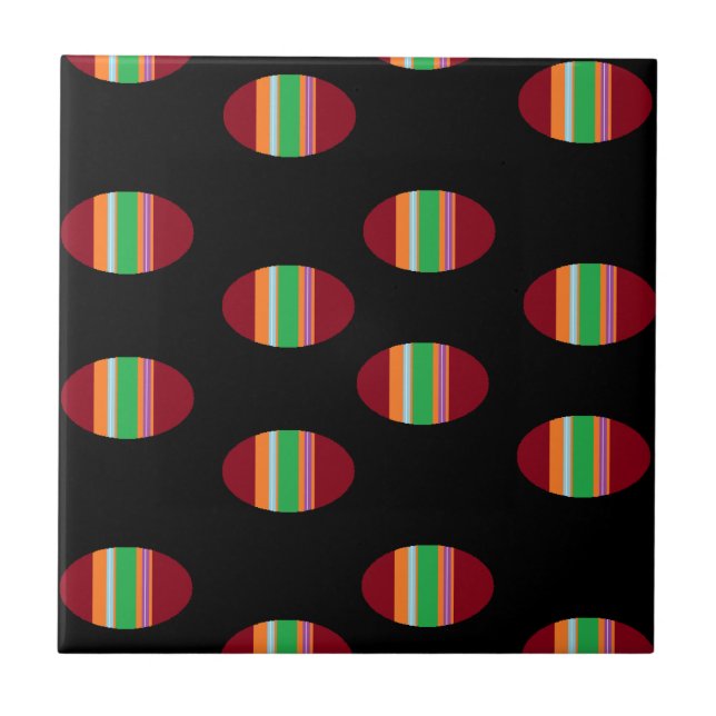 Azulejo Círculos con patrones sobre negro (Frente)