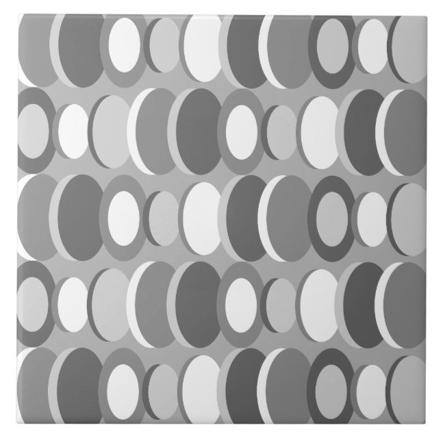 Azulejo Círculos de Arte Abstracto Retro Gris (Frente)