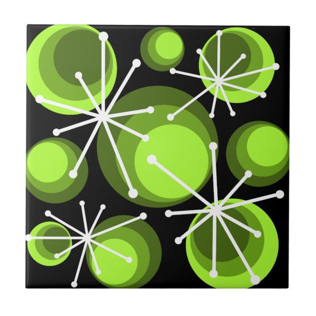 Azulejo Círculos de mediados del siglo Starburst Chartreus (Frente)