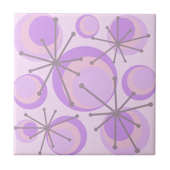 Azulejo Círculos de mediados del siglo Starburst Lavender (Frente)