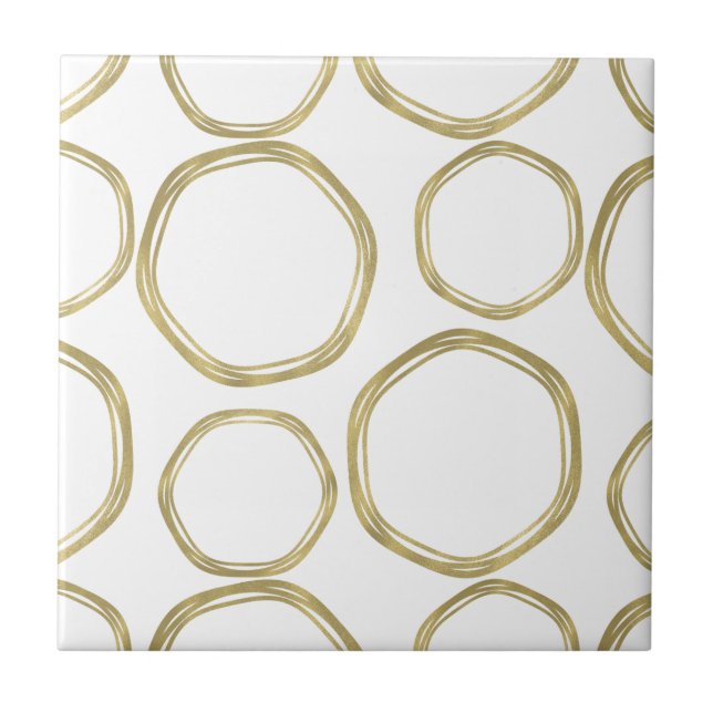 Azulejo Círculos De Oro En Blanco Moderno (Frente)