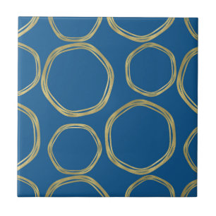 Azulejo Círculos de oro y Moda azul acuática rusa moderna