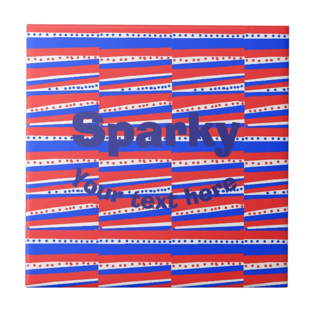 Azulejo Círculos de Rojo Blanco Azul Rayas (Frente)