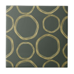 Azulejo Círculos del oro y moda rústica del verde verde<br><div class="desc">teja de encargo</div>
